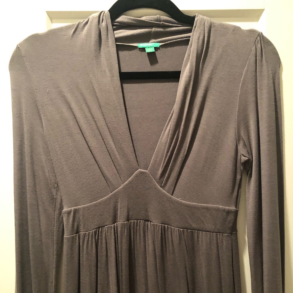United Colors of Benetton Grey Long Deep- V Dress